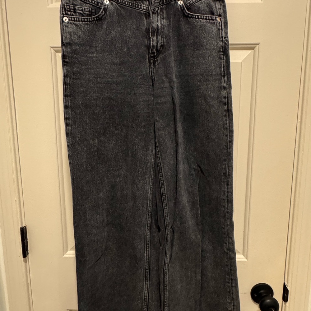 Mango Charcoal Denim Trousers Size is 4